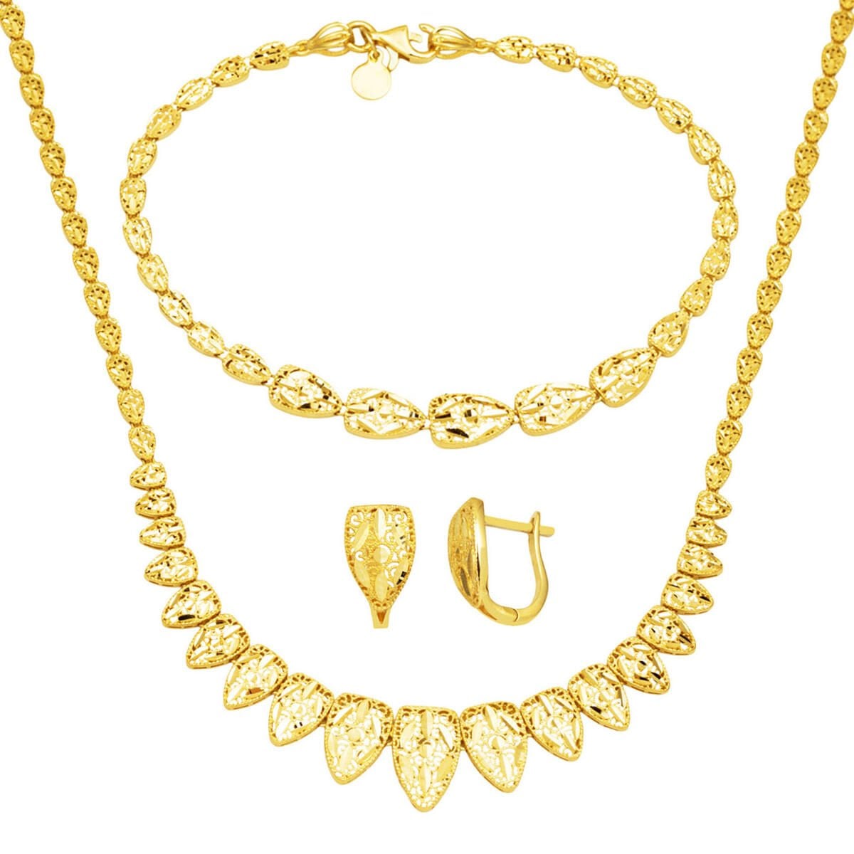 14K Yellow Gold Sparkle Drops Wedding Set
