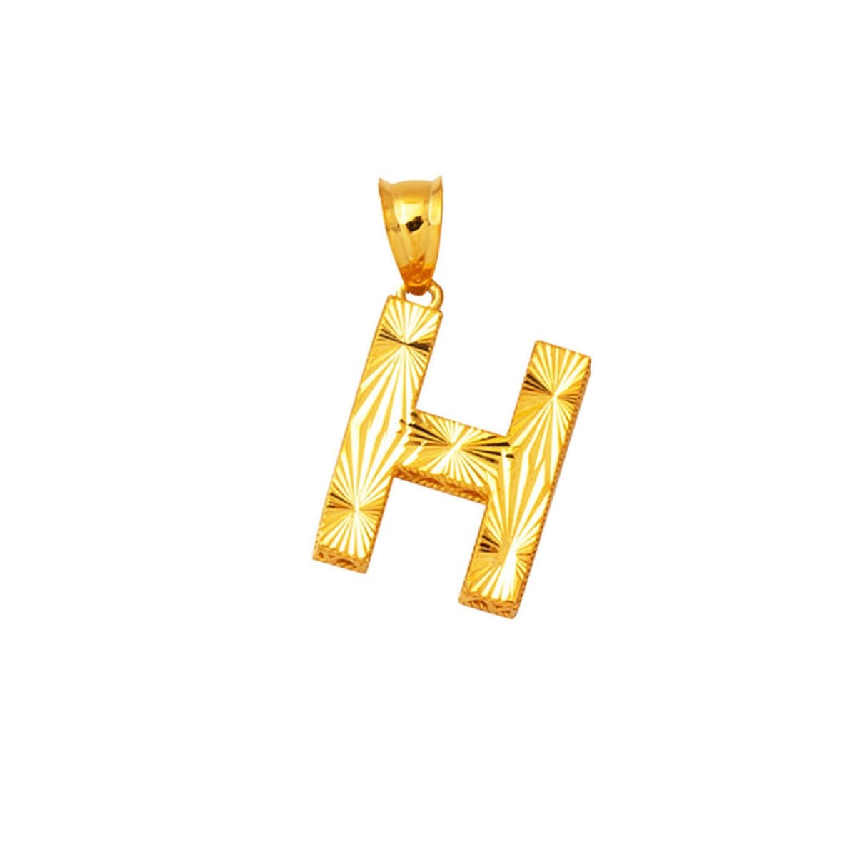 22K Yellow Gold H Initial 3 Dimensional Pendant