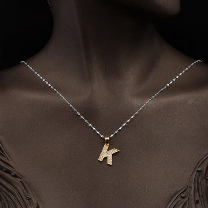 14K Yellow Gold K Initial Cubic Zirconia Pendant