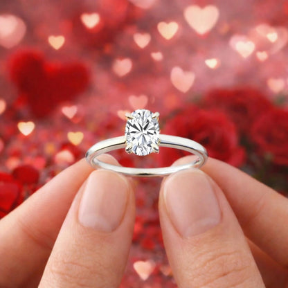 14K White Gold 0.50 Ct Oval Cut Moissanite Solitaire Ring
