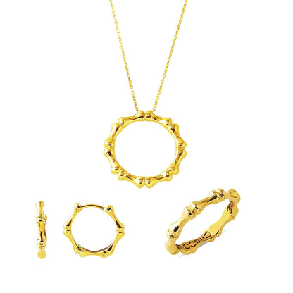 14K Yellow Gold Bone Design Mini Set