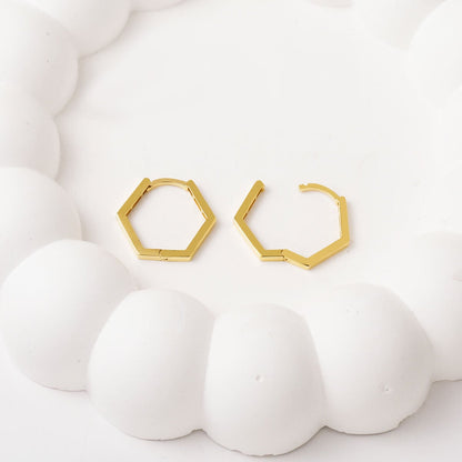 14K Yellow Gold Square-Cut Hoop Earrings (1.4 g)