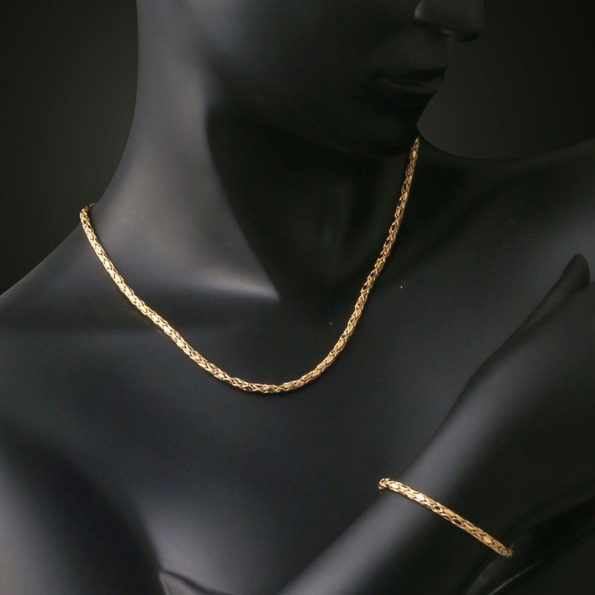 14K Yellow Gold Hittite Italian Chain Jewelry Set