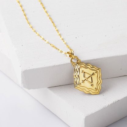 14K Yellow Gold Retro Sagittarius Zodiac Pendant
