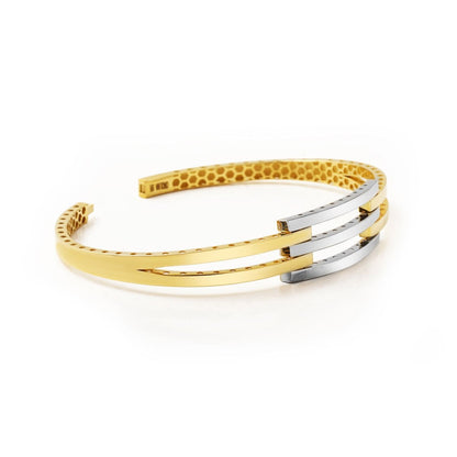 14K Yellow Gold Ribbed Hinged Cuff Bangle (9.12 g)