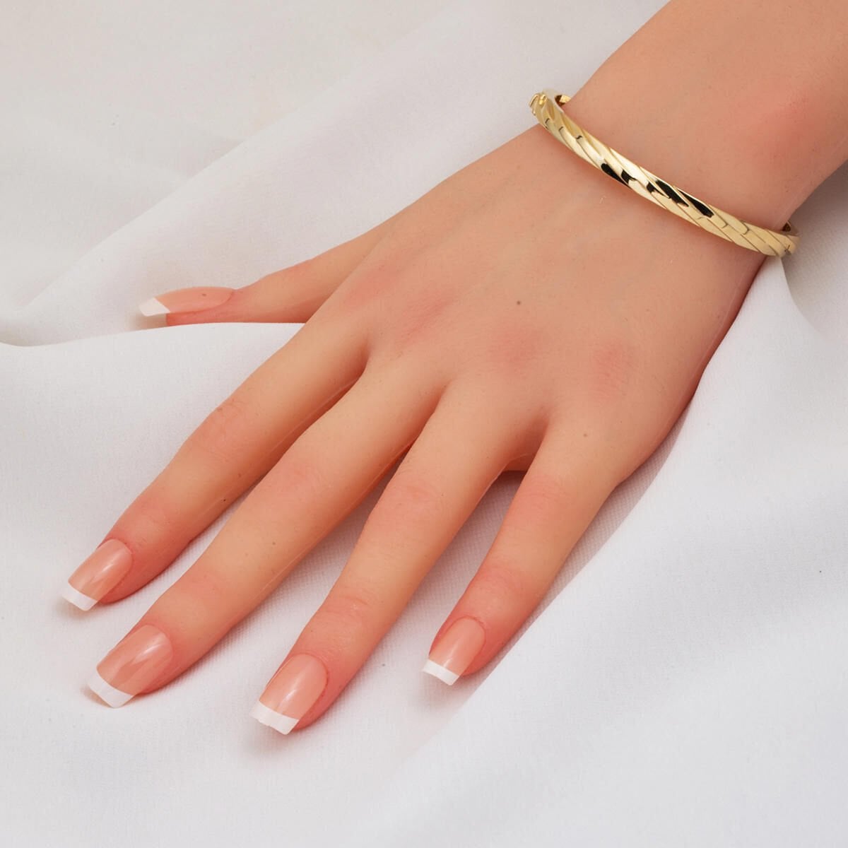 14K Yellow Gold Gold Thread Hinged Cuff Bangle