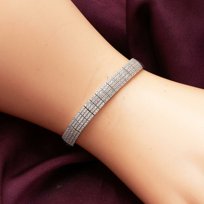 14K White Gold 5 Row Tennis Cubic Zirconia Bracelet