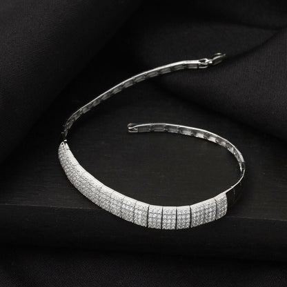 14K White Gold 5 Row Tennis Cubic Zirconia Bracelet