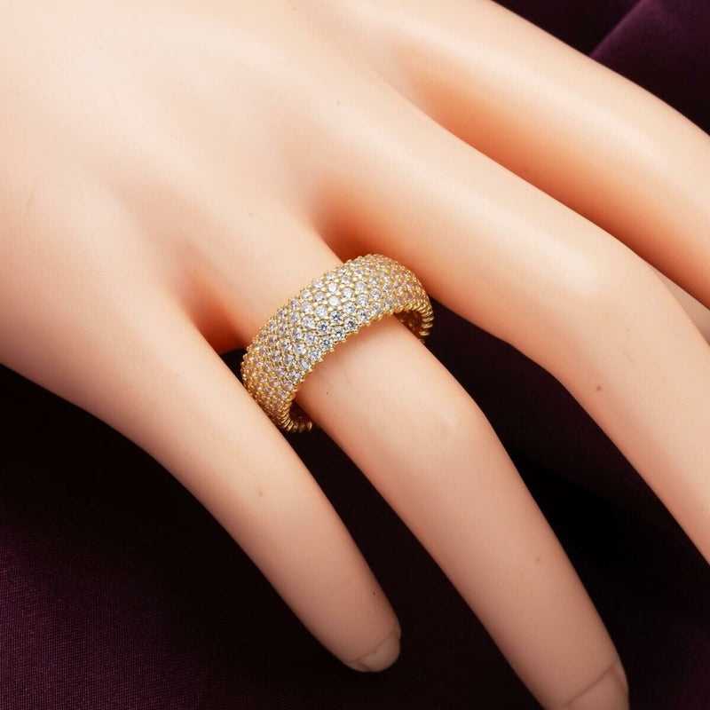 14K Yellow Gold 5 Row Cubic Zirconia Full Eternity Ring