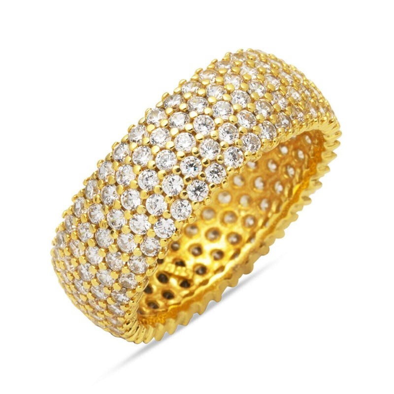 14K Yellow Gold 5 Row Cubic Zirconia Full Eternity Ring