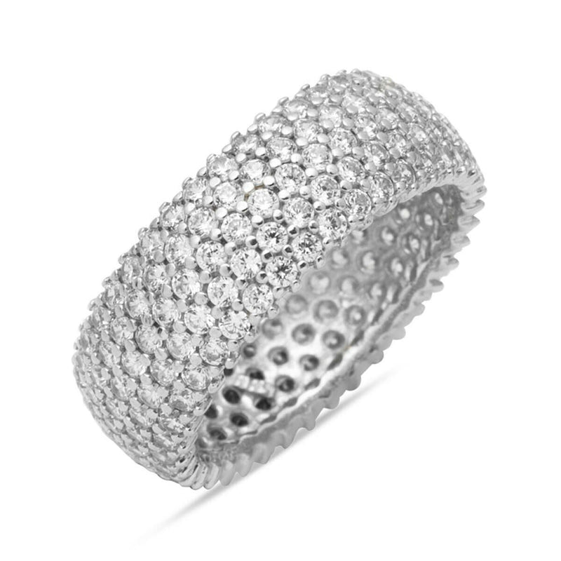 14K White Gold 5 Row Full Eternity Cubic Zirconia Ring