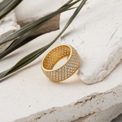 14K Yellow Gold 5 Row Full Eternity Cubic Zirconia Wedding Band (4.97 g)