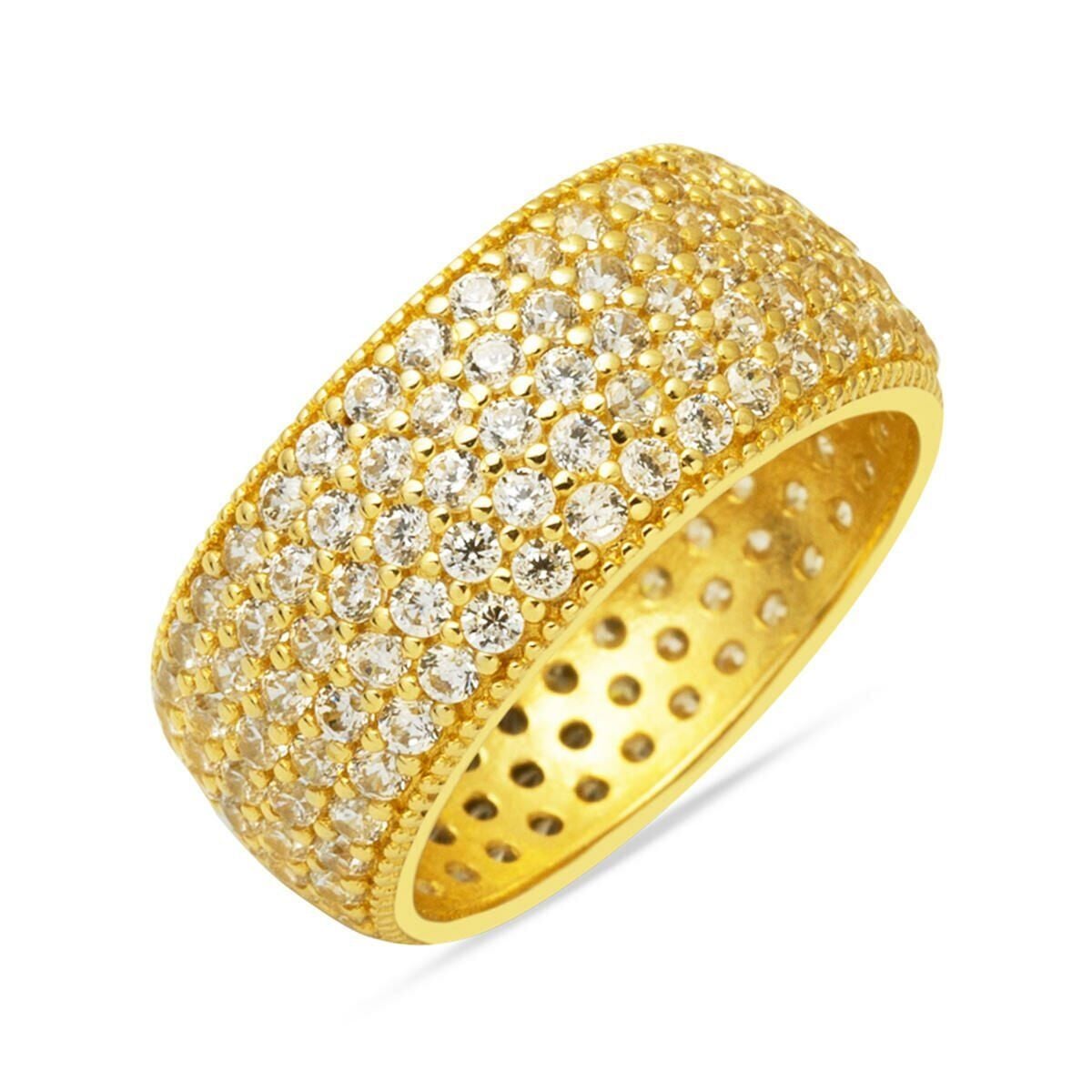 14K Yellow Gold 5 Row Full Eternity Cubic Zirconia Wedding Band (4.97 g)