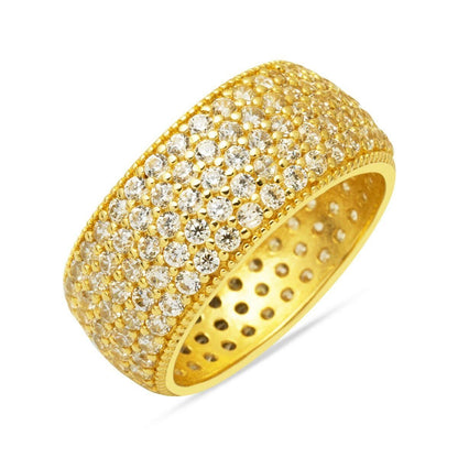 14K Yellow Gold 5 Row Full Eternity Cubic Zirconia Wedding Band (4.97 g)