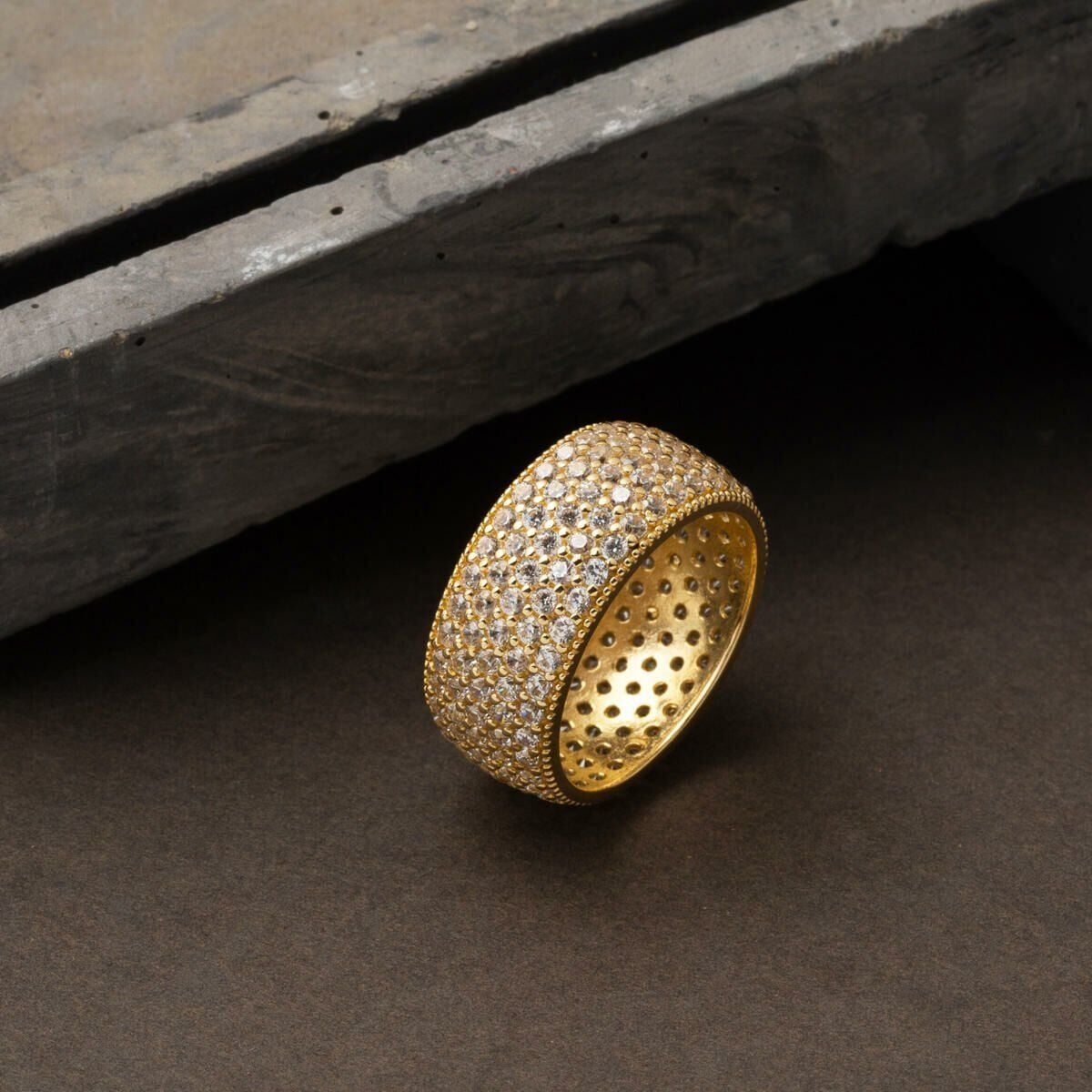 14K Yellow Gold 5 Row Full Eternity Cubic Zirconia Wedding Band (4.97 g)