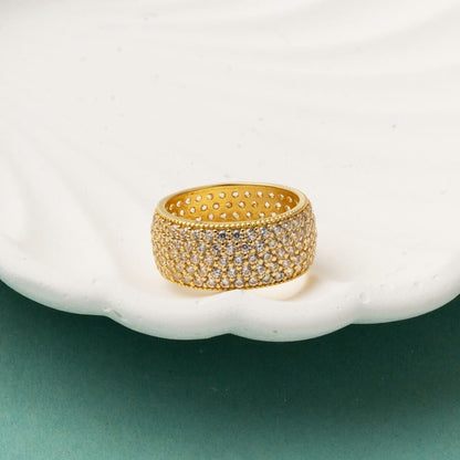 14K Yellow Gold 5 Row Full Eternity Cubic Zirconia Wedding Band (4.97 g)