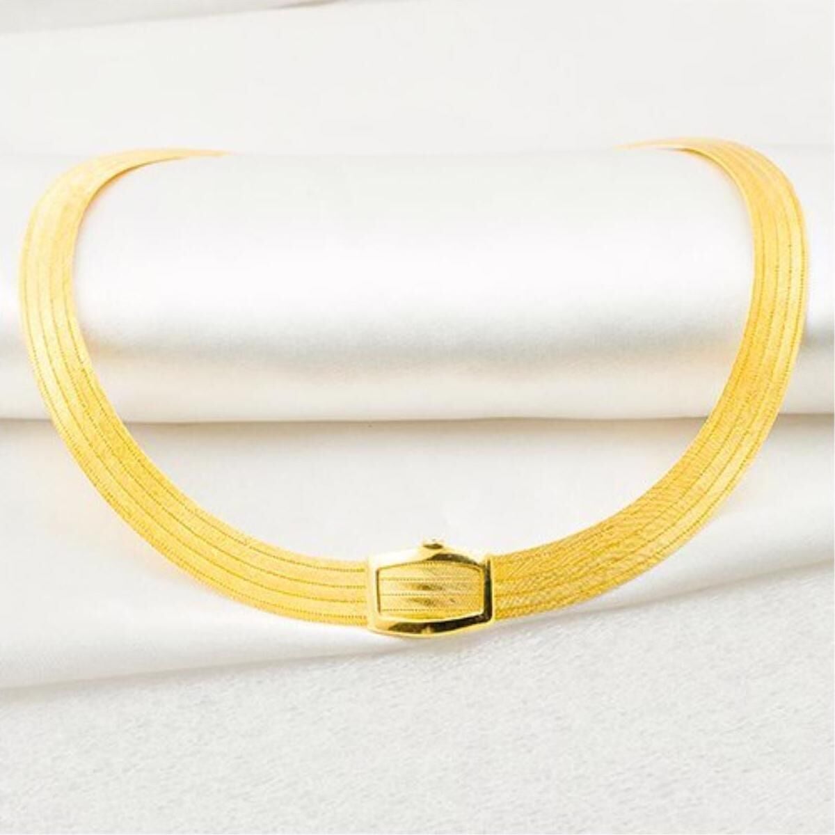 Yellow Sterling Silver 5 Row Trabzon Mesh Collar Necklace