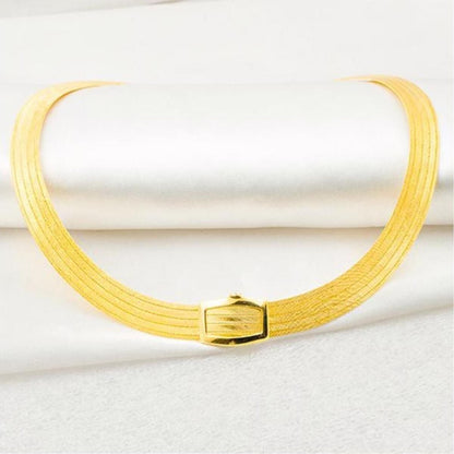Yellow Sterling Silver 5 Row Trabzon Mesh Collar Necklace