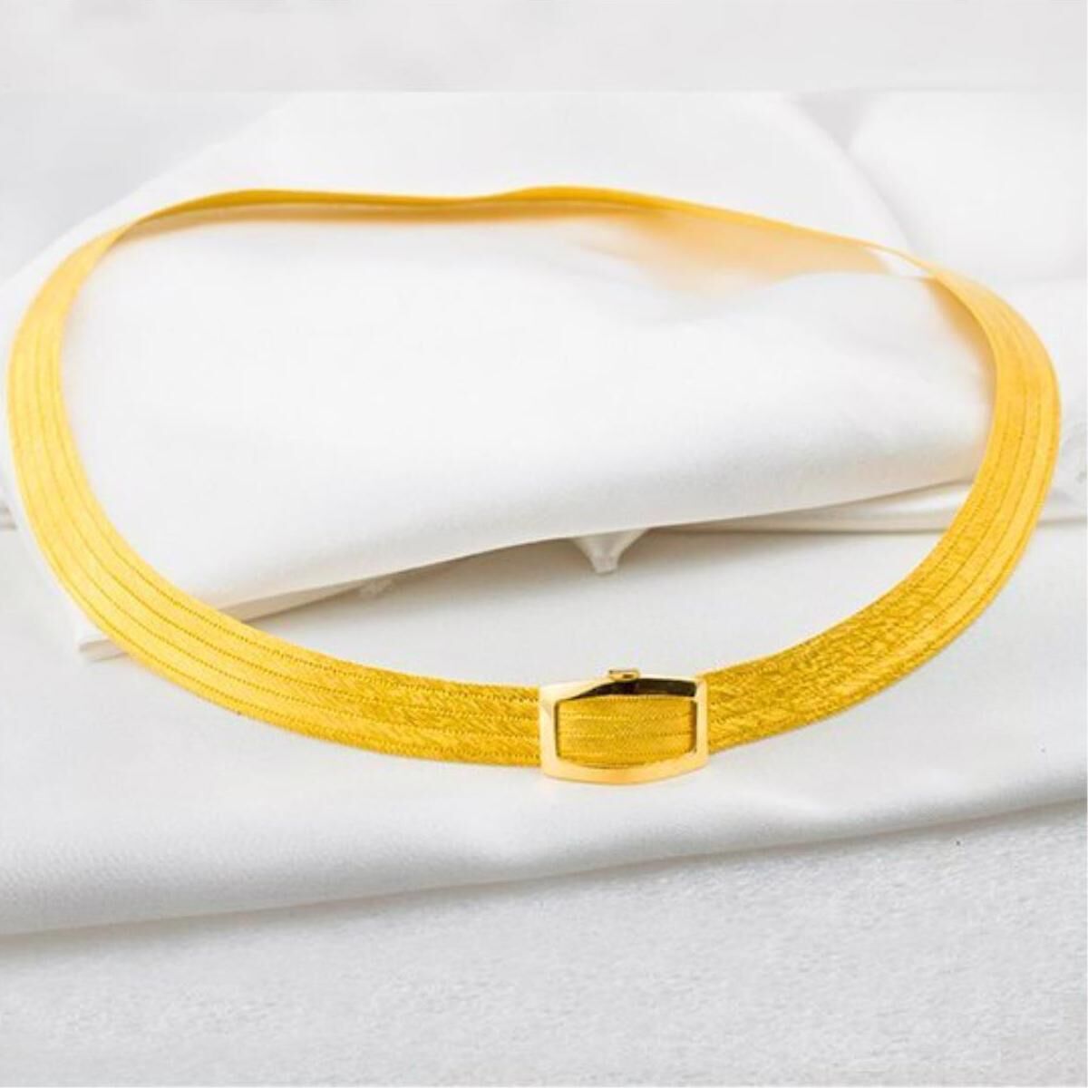 Yellow Sterling Silver 5 Row Trabzon Mesh Collar Necklace