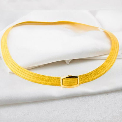 Yellow Sterling Silver 5 Row Trabzon Mesh Collar Necklace