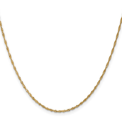 24 Inch 14K Yellow Gold 1.3mm Singapore Chain Necklace