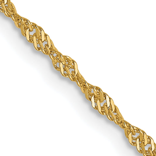 24 Inch 14K Yellow Gold 1.3mm Singapore Chain Necklace