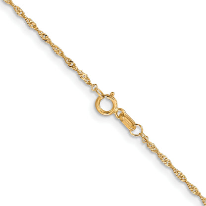 24 Inch 10K Yellow Gold 1 mm Singapore Chain Necklace