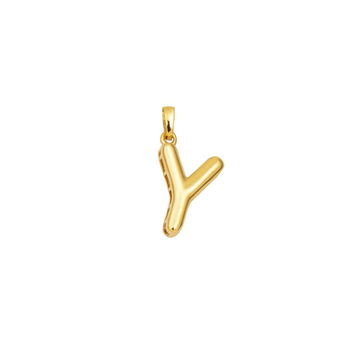 14K Yellow Gold Balloon Shaped Y Initial Pendant