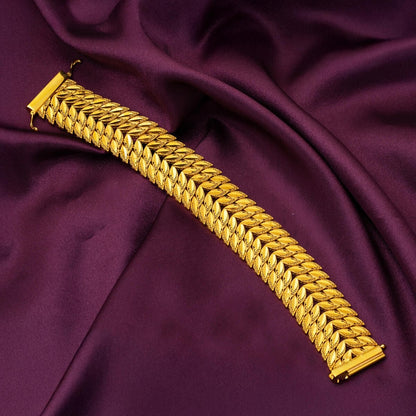 14K Yellow Gold Wheat Hinged Cuff Bracelet