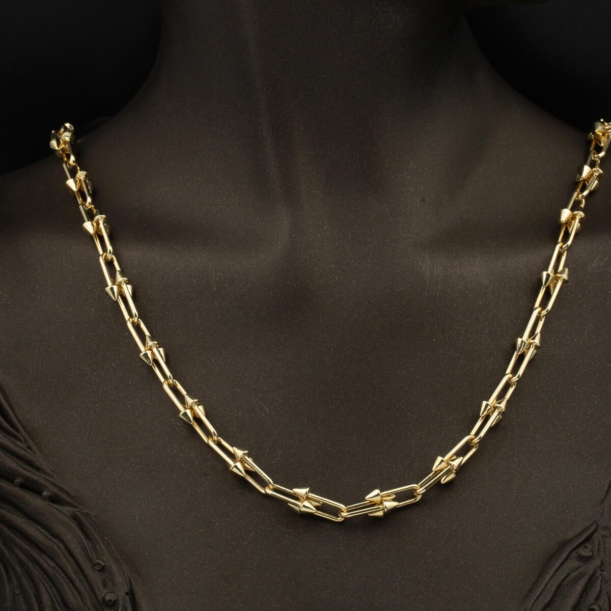 14K Yellow Gold Studded Designer Inspired Chain Necklace