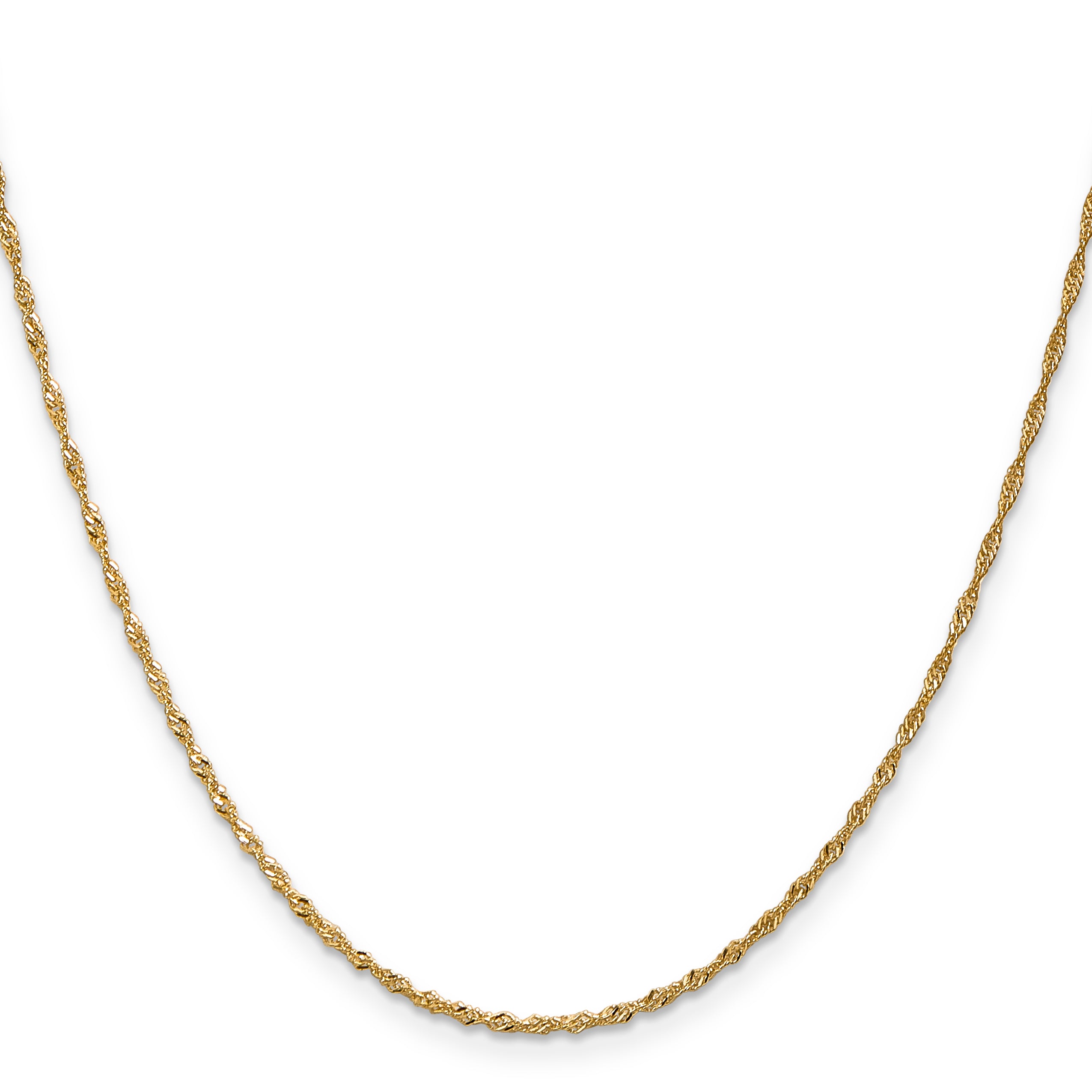 16 Inch 10K Yellow Gold 1.3 mm Singapore Chain Necklace