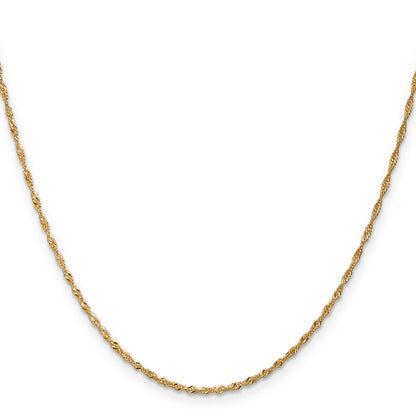 16 Inch 10K Yellow Gold 1.3 mm Singapore Chain Necklace