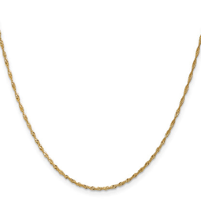 16 Inch 10K Yellow Gold 1.3 mm Singapore Chain Necklace