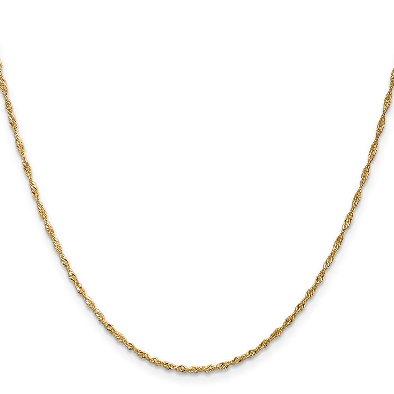 16 Inch 10K Yellow Gold 1.3 mm Singapore Chain Necklace