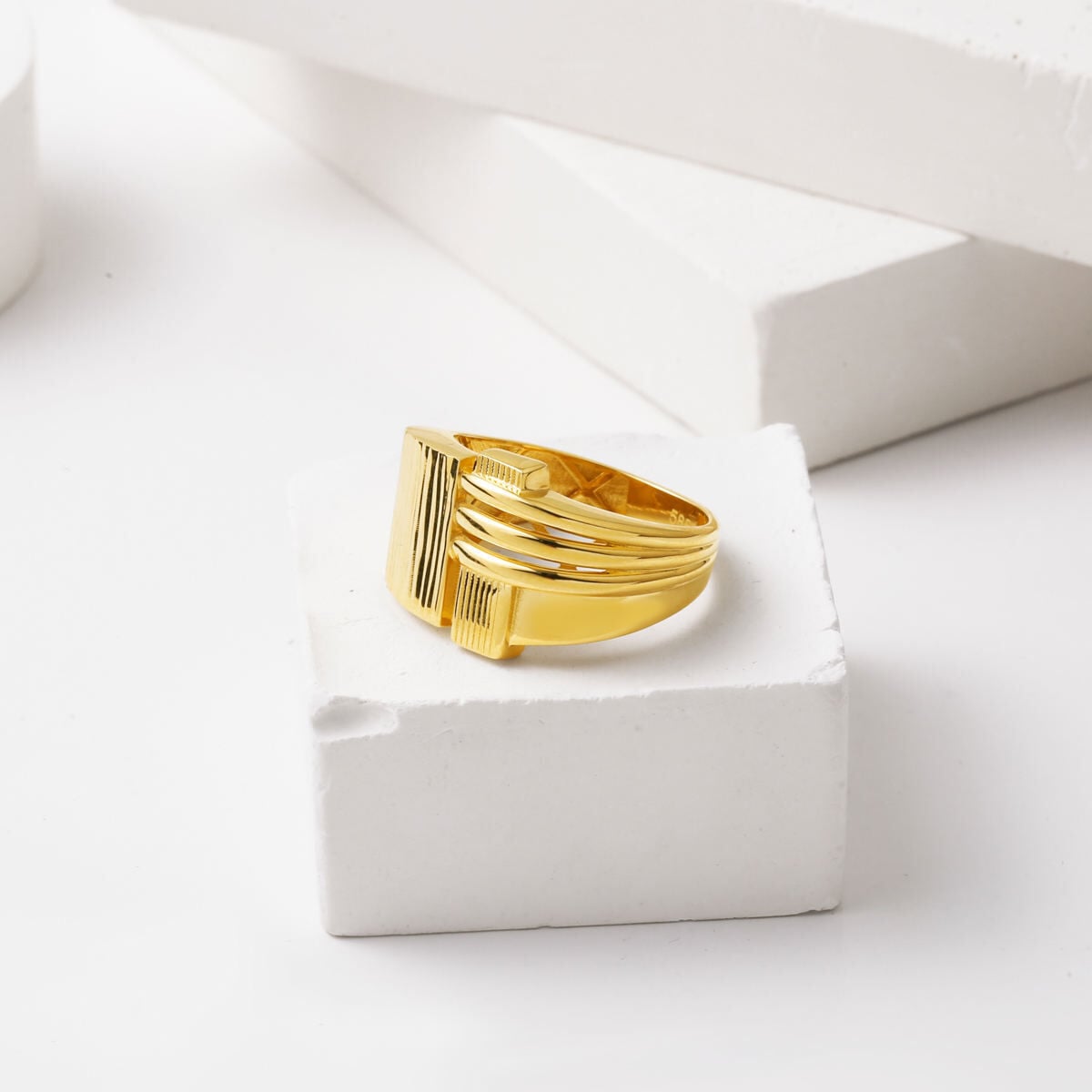 14K Yellow Gold Halo Hand Engraved Ring