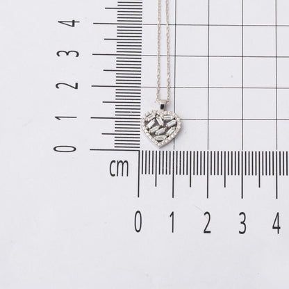 14K White Gold Baguette Diamond Heart Necklace