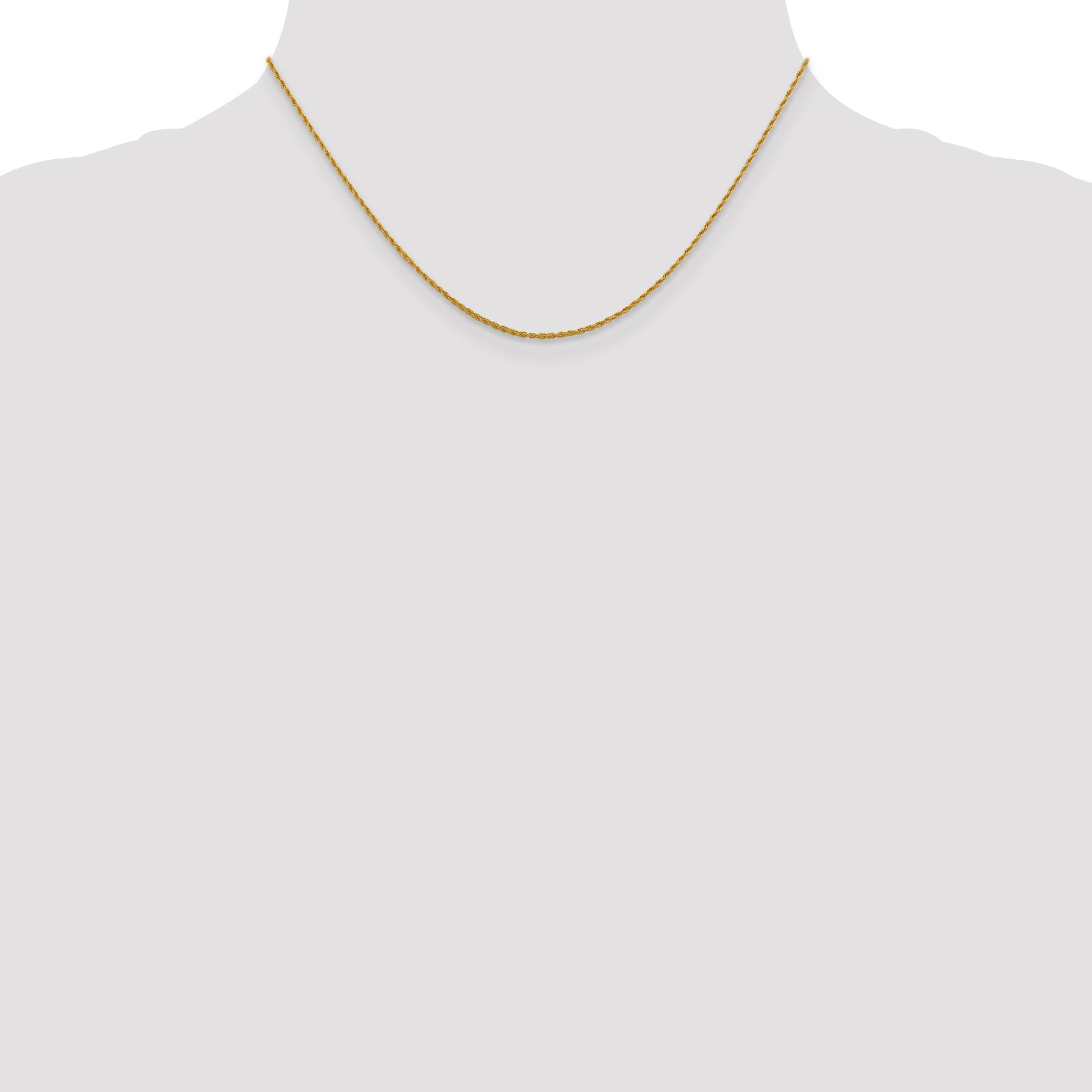 16 Inch 10K 1.2 mm Loose Rope Chain Necklace