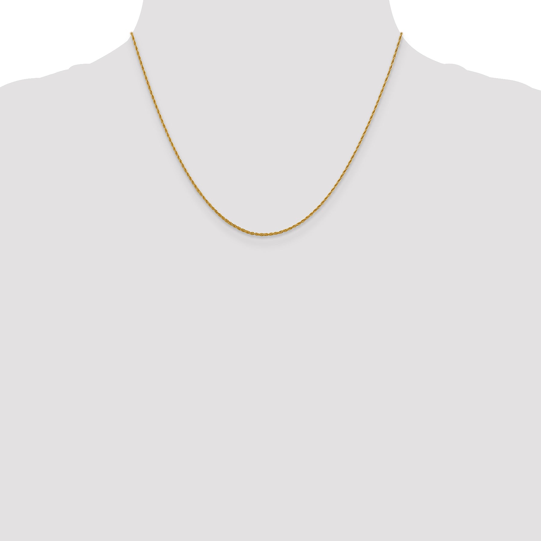 18 Inch 10K 1.2 mm Loose Rope Chain Necklace