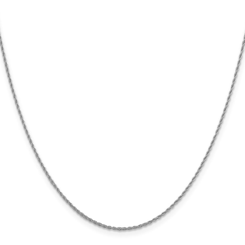 20 Inch 10K White Gold 1.2 mm Loose Rope Chain Necklace