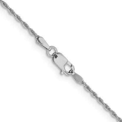 16 Inch 10K White Gold 1.2 mm Loose Rope Chain Necklace