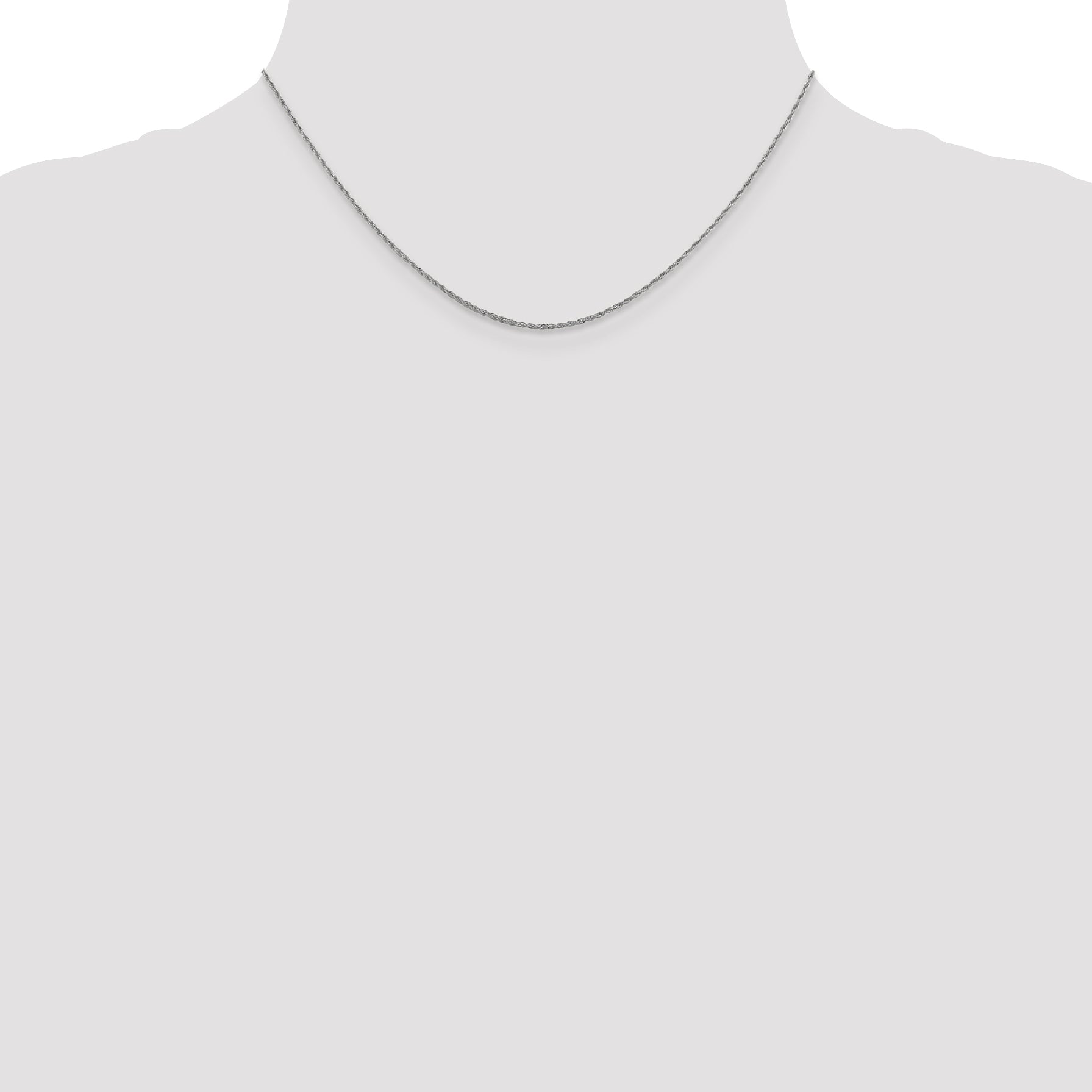 16 Inch 10K White Gold 1.2 mm Loose Rope Chain