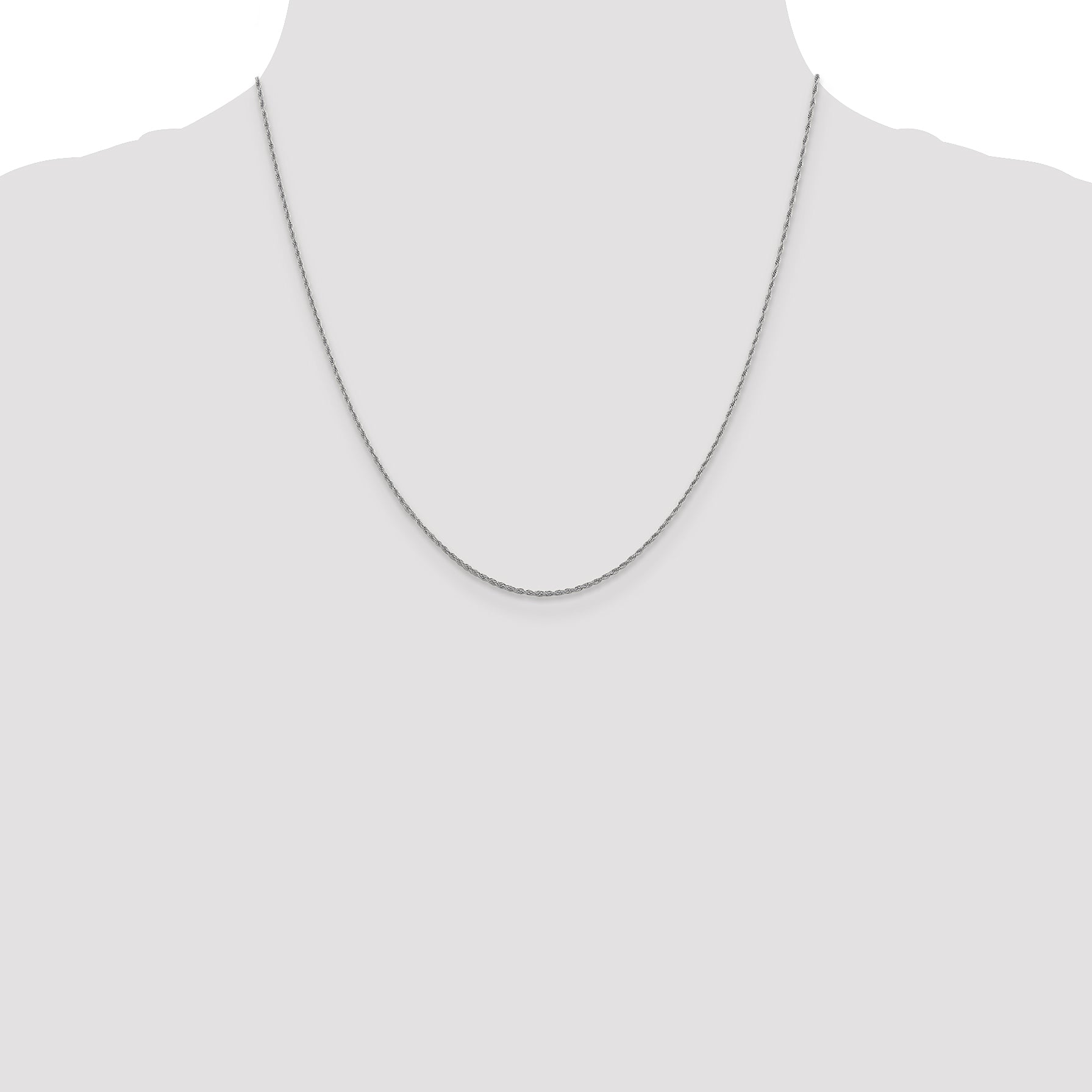 20 Inch 10K White Gold 1.2 mm Loose Rope Chain