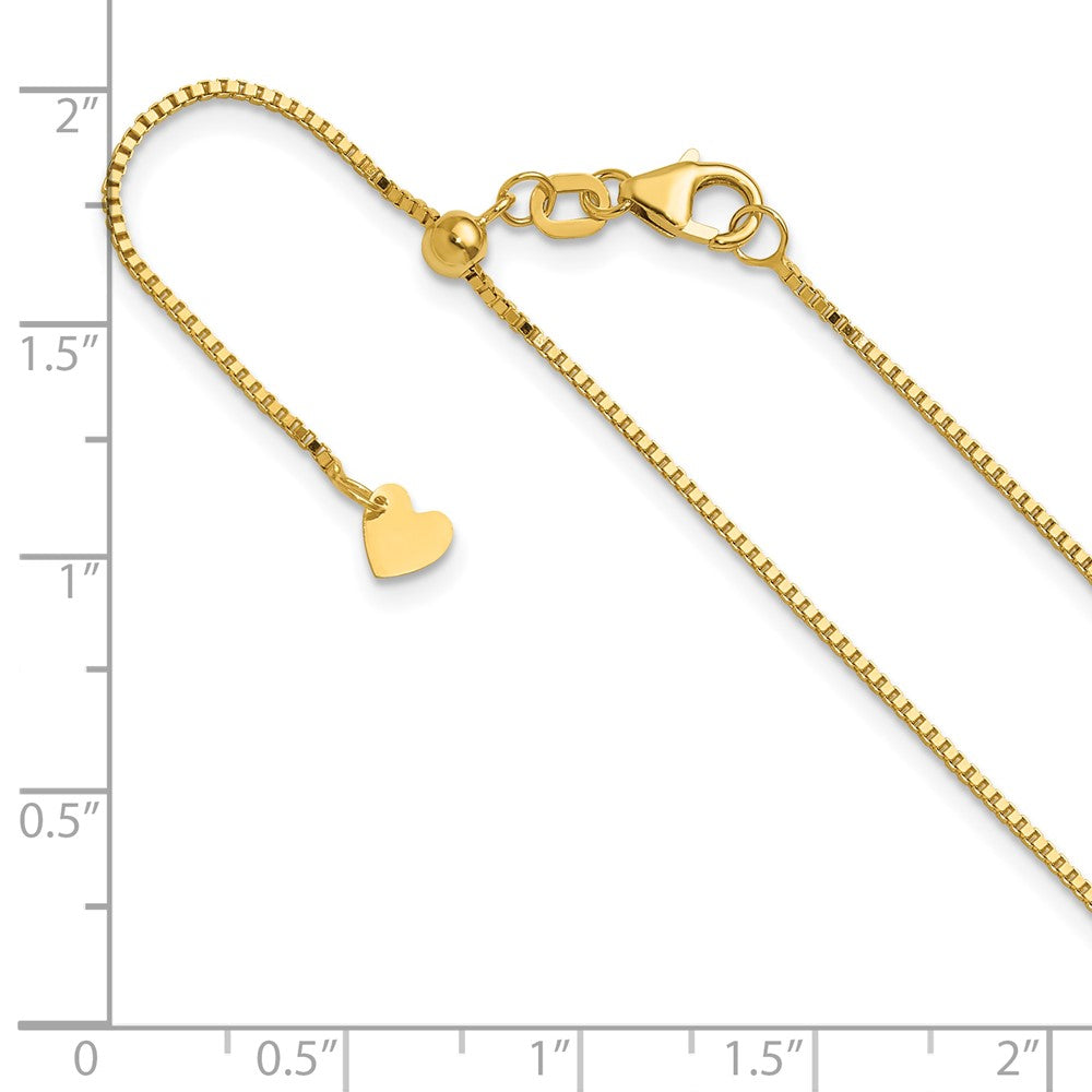 22 Inch 10K Adjustable .9mm Box Chain Necklace