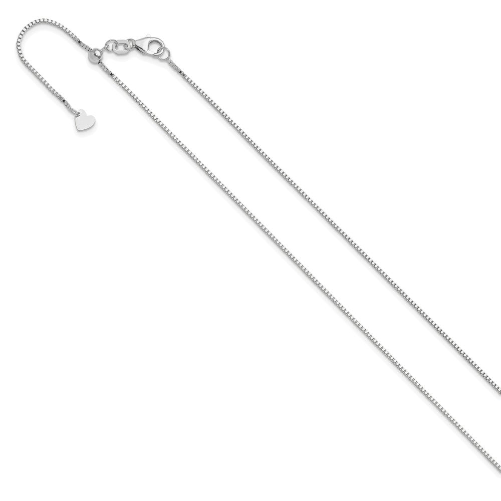 22 Inch 10K White Gold Adjustable .9mm Box Chain Necklace