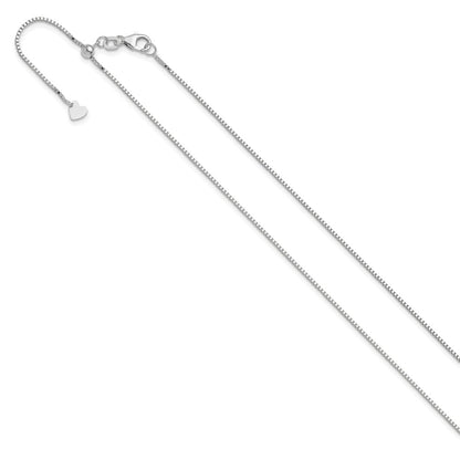 22 Inch 10K White Gold Adjustable .9mm Box Chain Necklace
