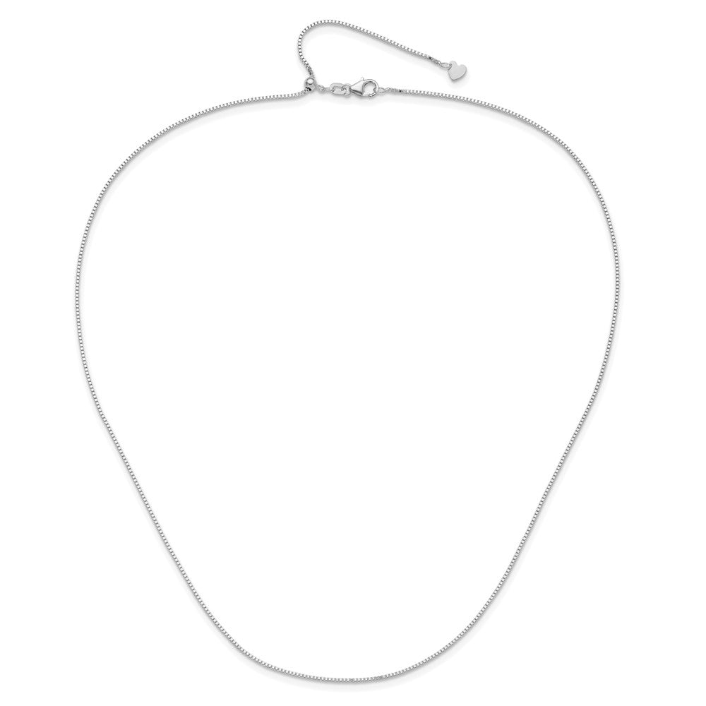 22 Inch 10K White Gold Adjustable .9mm Box Chain Necklace
