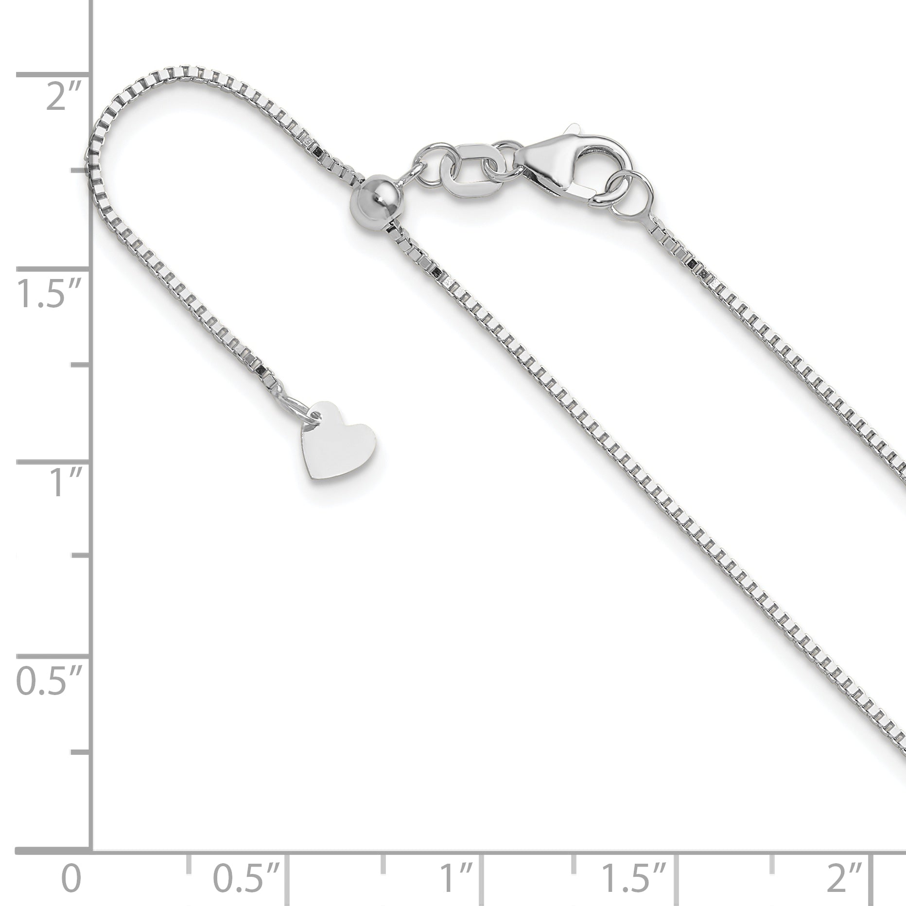 30 Inch 10K White Gold Adjustable .9mm Box Chain