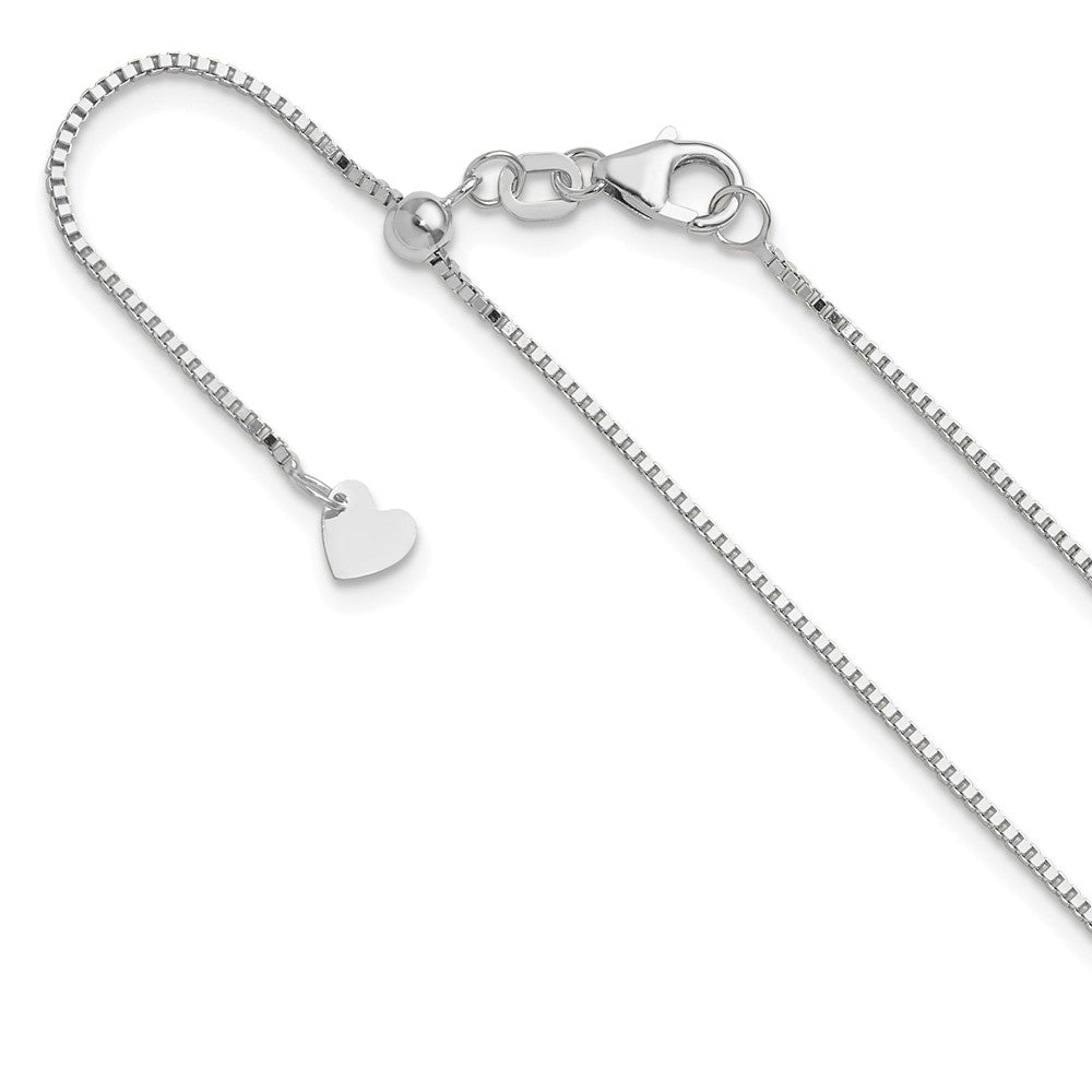 22 Inch 10K White Gold Adjustable .9mm Box Chain Necklace