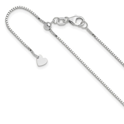 22 Inch 10K White Gold Adjustable .9mm Box Chain Necklace