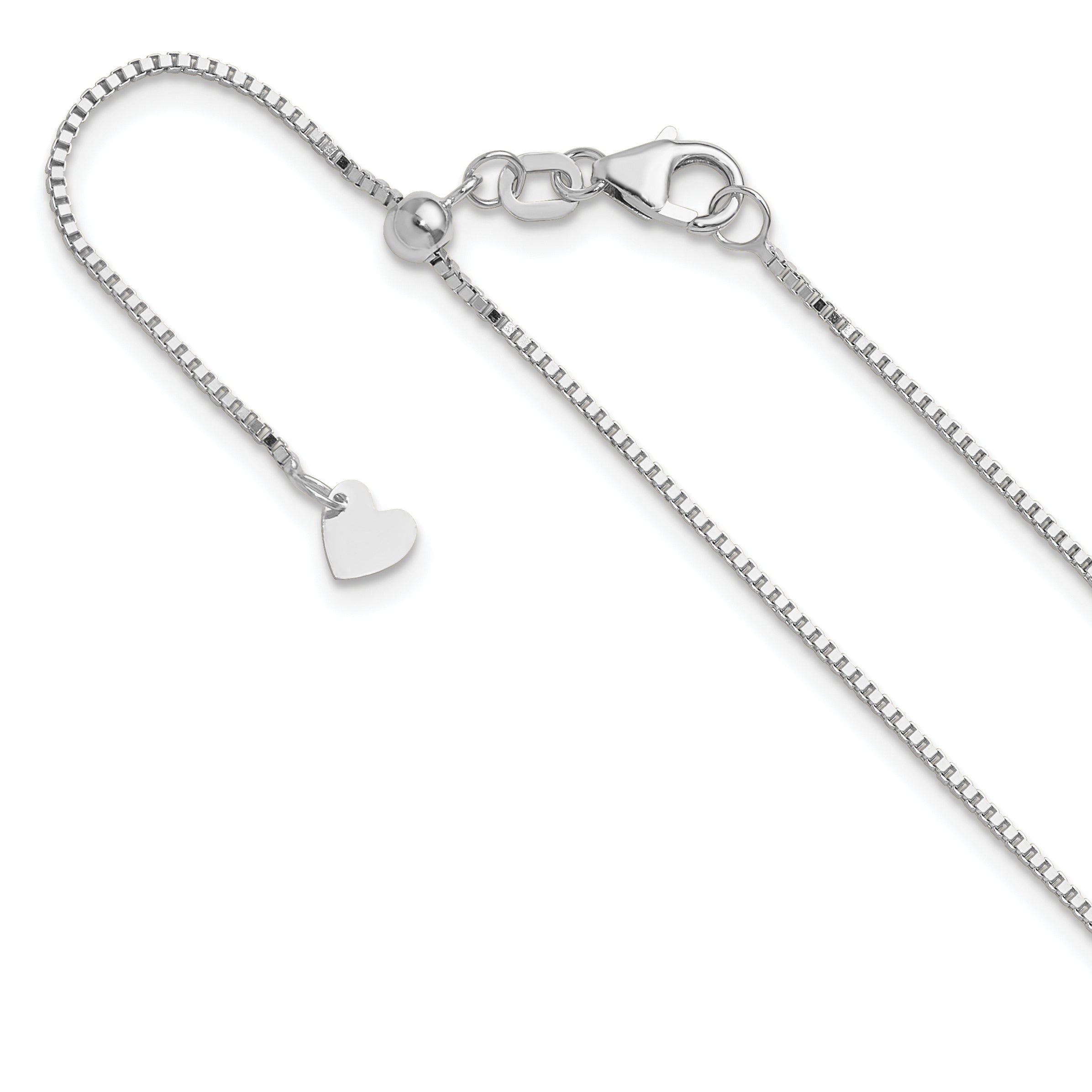 30 Inch 10K White Gold Adjustable .9mm Box Chain